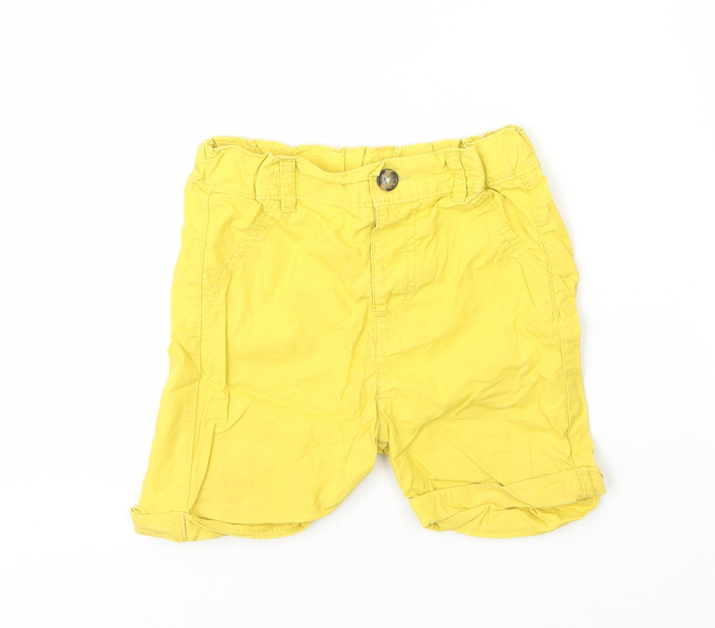 M&S Baby Yellow  Cotton Capri Trousers Size 12 Months  Button