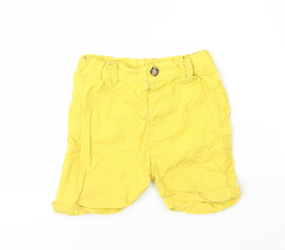 M&S Baby Yellow  Cotton Capri Trousers Size 12 Months  Button