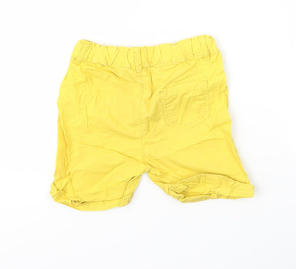 M&S Baby Yellow  Cotton Capri Trousers Size 12 Months  Button