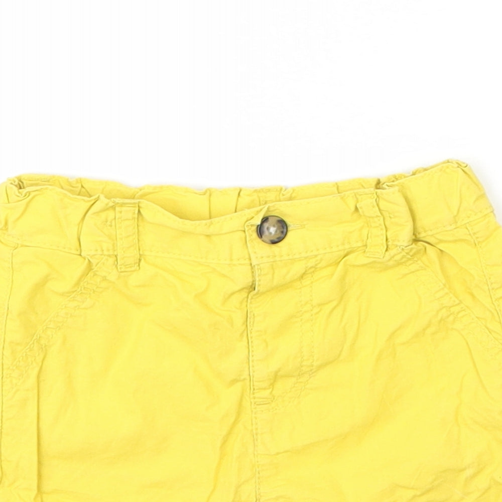 M&S Baby Yellow  Cotton Capri Trousers Size 12 Months  Button