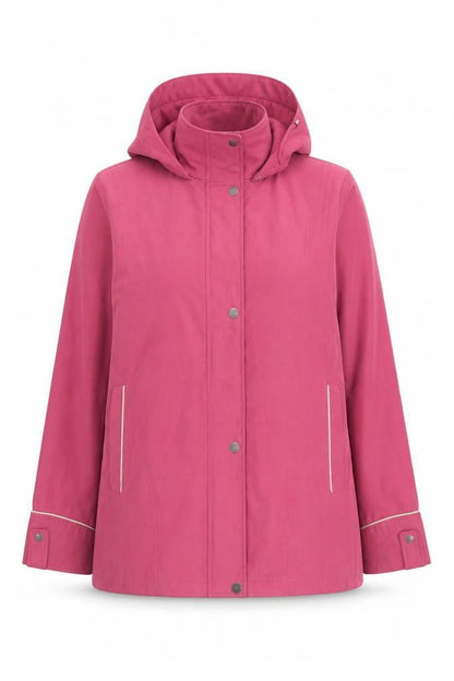 Front view of Balmoral women’s pink parka coat, size UK 12, zip