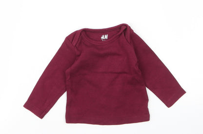 H&M Baby Purple  Cotton Basic T-Shirt Size 0-3 Months Round Neck