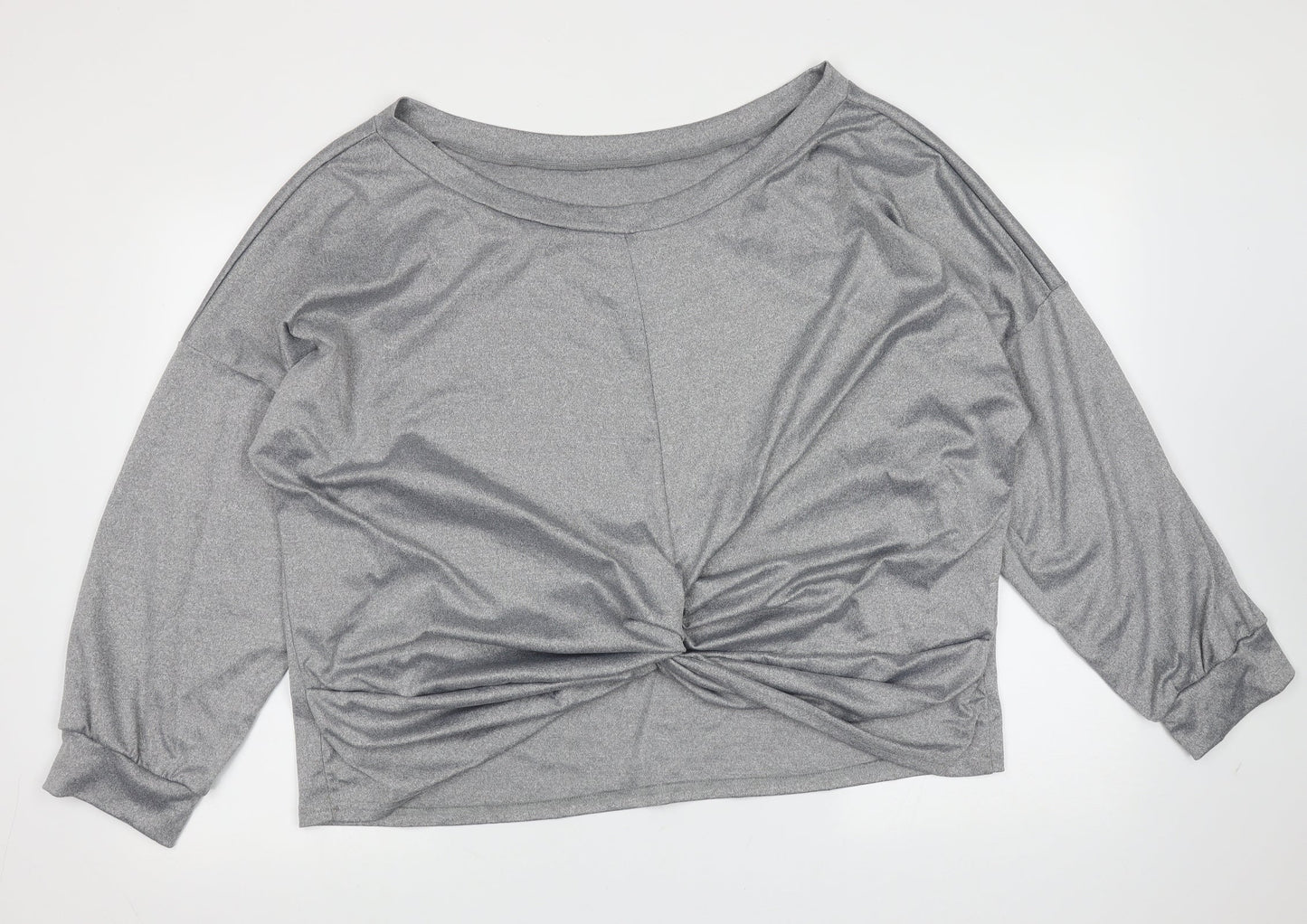 SheIn Womens Silver  Cotton Pullover Sweatshirt Size 4XL   - twist front
