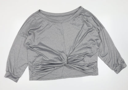 SheIn Womens Silver  Cotton Pullover Sweatshirt Size 4XL   - twist front