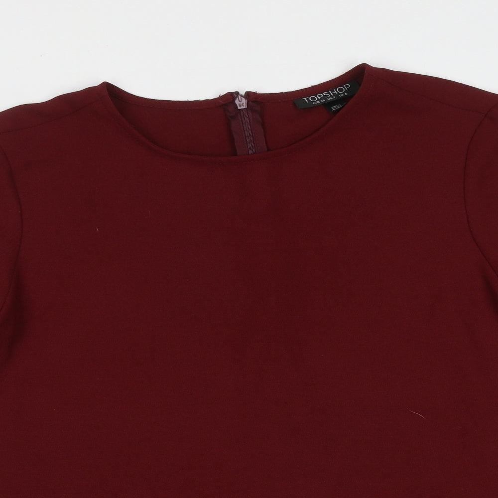 Womens UK Size 6 Topshop Red Basic Blouse
