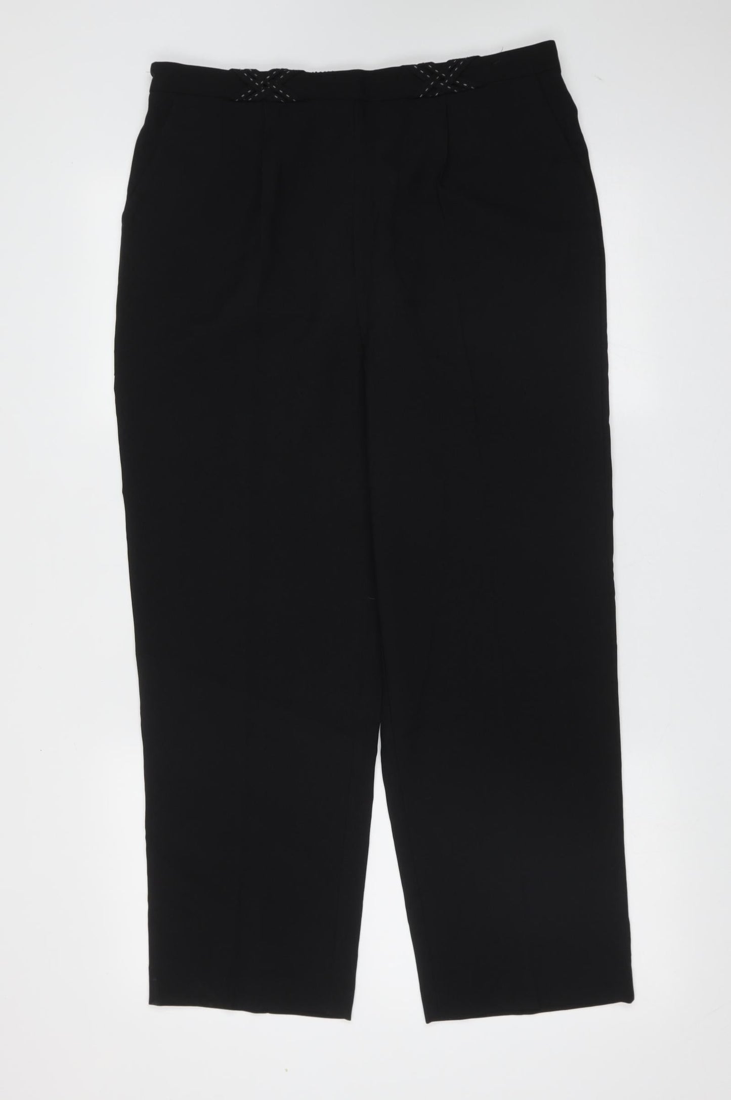 BM Womens Black  Polyester Trousers  Size 14 L27 in Regular