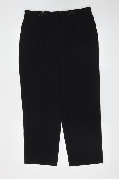 BM Womens Black  Polyester Trousers  Size 14 L27 in Regular
