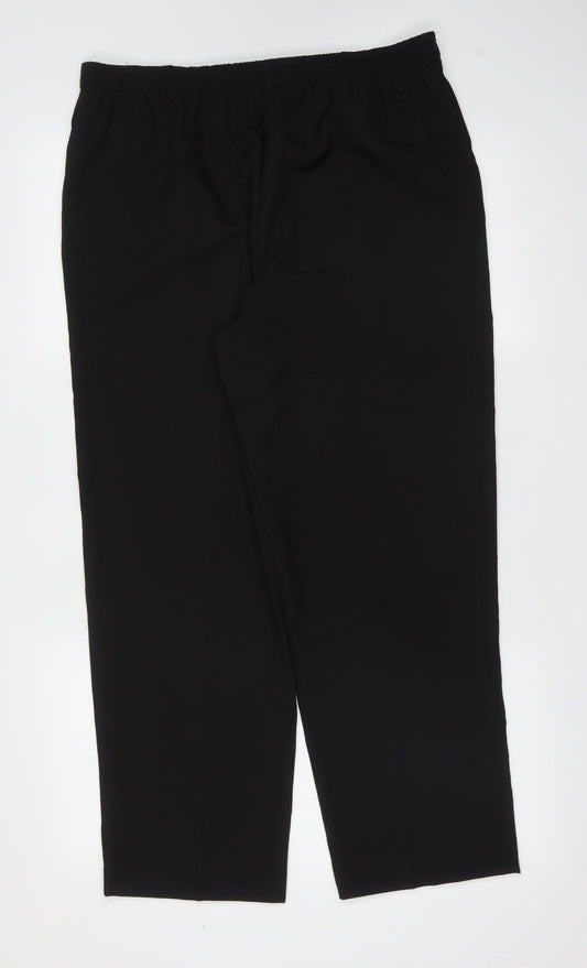 BM Womens Black  Polyester Trousers  Size 14 L27 in Regular
