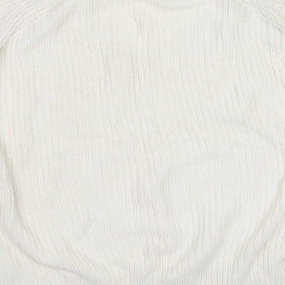 TU Womens Ivory V-Neck  Cotton Pullover Jumper Size 12
