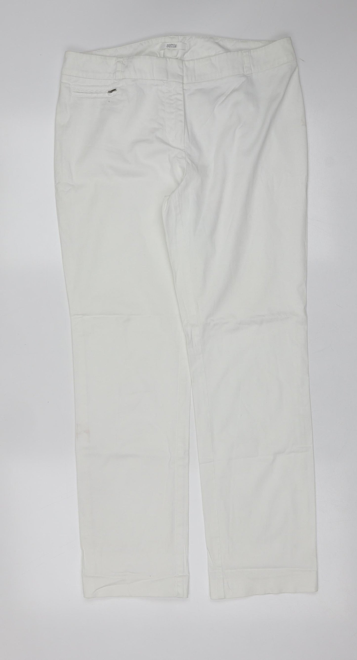 Womens UK Size 12 Marks and Spencer Regular Fit  White Trousers