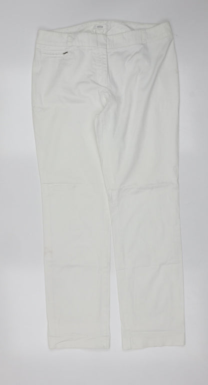 Womens UK Size 12 Marks and Spencer Regular Fit  White Trousers
