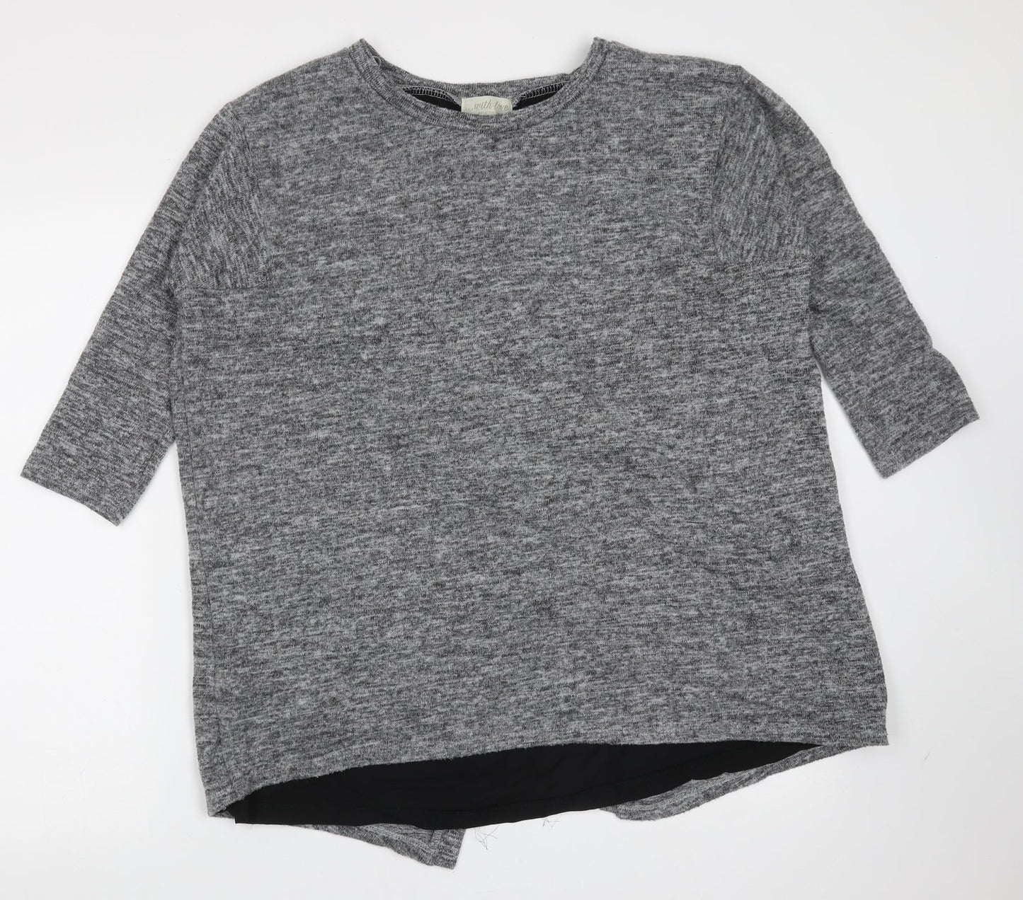 With Love Womens Grey Round Neck  Polyester Pullover Jumper Size 14