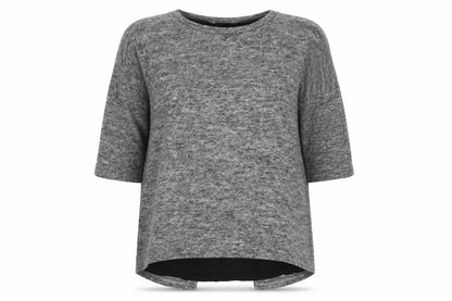 Front view of With Love women’s grey round neck polyester jumper, size UK 14