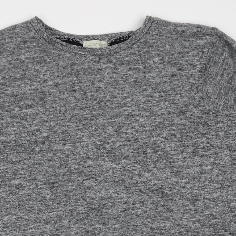 With Love Womens Grey Round Neck  Polyester Pullover Jumper Size 14