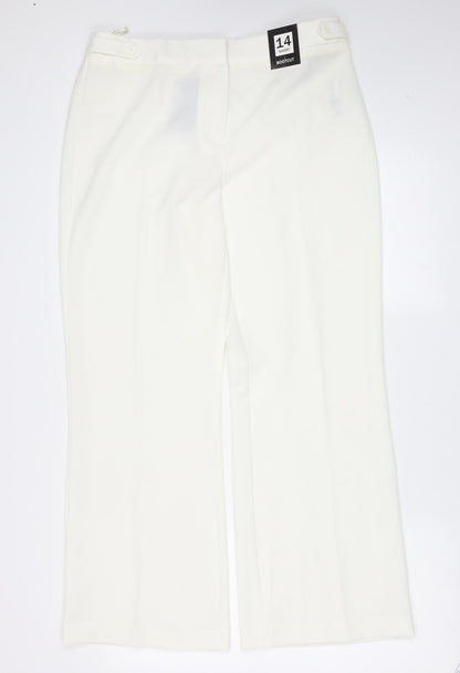 Womens UK Size 14 Debenhams Regular Fit  Ivory Trousers
