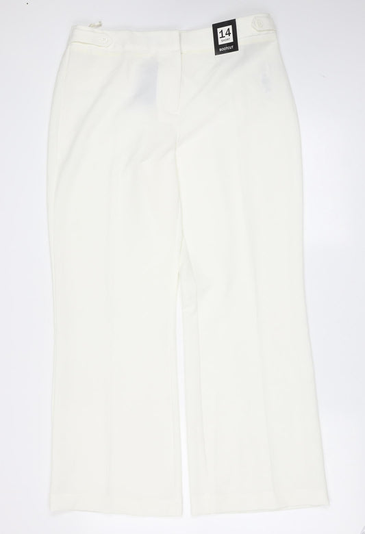 Womens UK Size 14 Debenhams Regular Fit  Ivory Trousers
