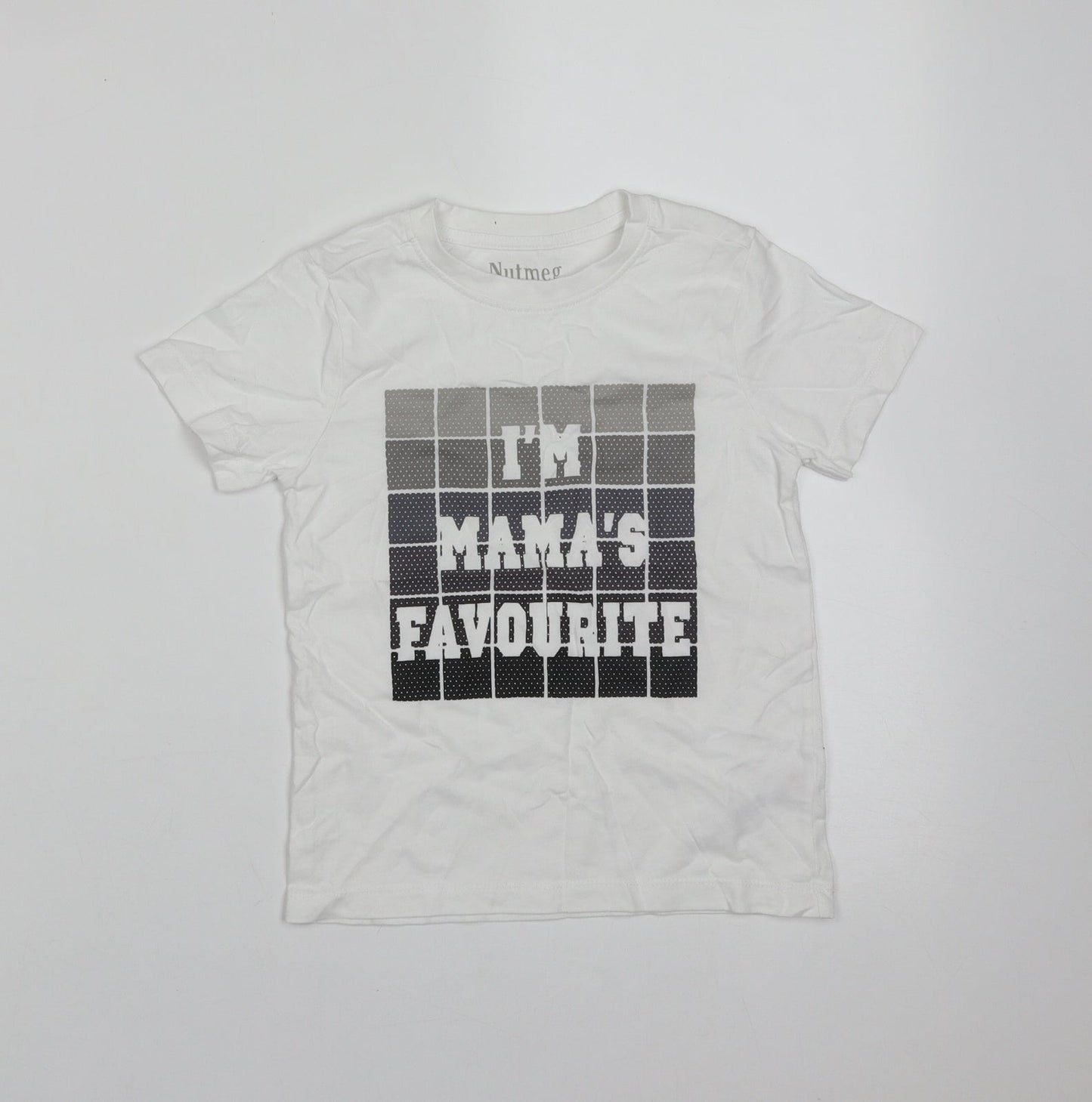 Nutmeg Boys White  Cotton Basic T-Shirt Size 3-4 Years Round Neck  - I'm Mama's Favourite