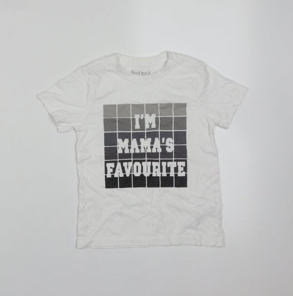 Nutmeg Boys White  Cotton Basic T-Shirt Size 3-4 Years Round Neck  - I'm Mama's Favourite