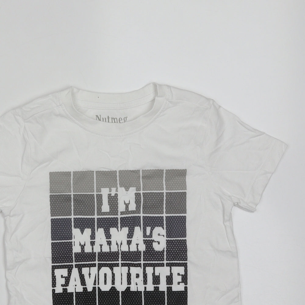 Nutmeg Boys White  Cotton Basic T-Shirt Size 3-4 Years Round Neck  - I'm Mama's Favourite