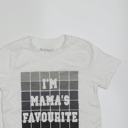 Nutmeg Boys White  Cotton Basic T-Shirt Size 3-4 Years Round Neck  - I'm Mama's Favourite
