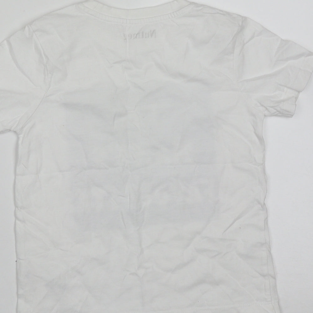 Nutmeg Boys White  Cotton Basic T-Shirt Size 3-4 Years Round Neck  - I'm Mama's Favourite