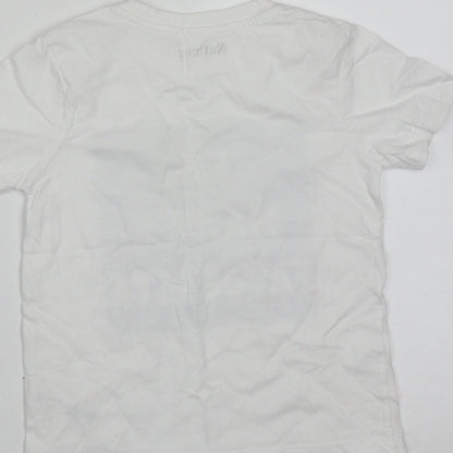 Nutmeg Boys White  Cotton Basic T-Shirt Size 3-4 Years Round Neck  - I'm Mama's Favourite