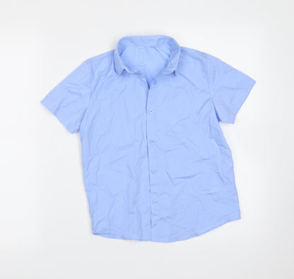 George Boys Blue  Polyester Basic Button-Up Size 8-9 Years Collared Button