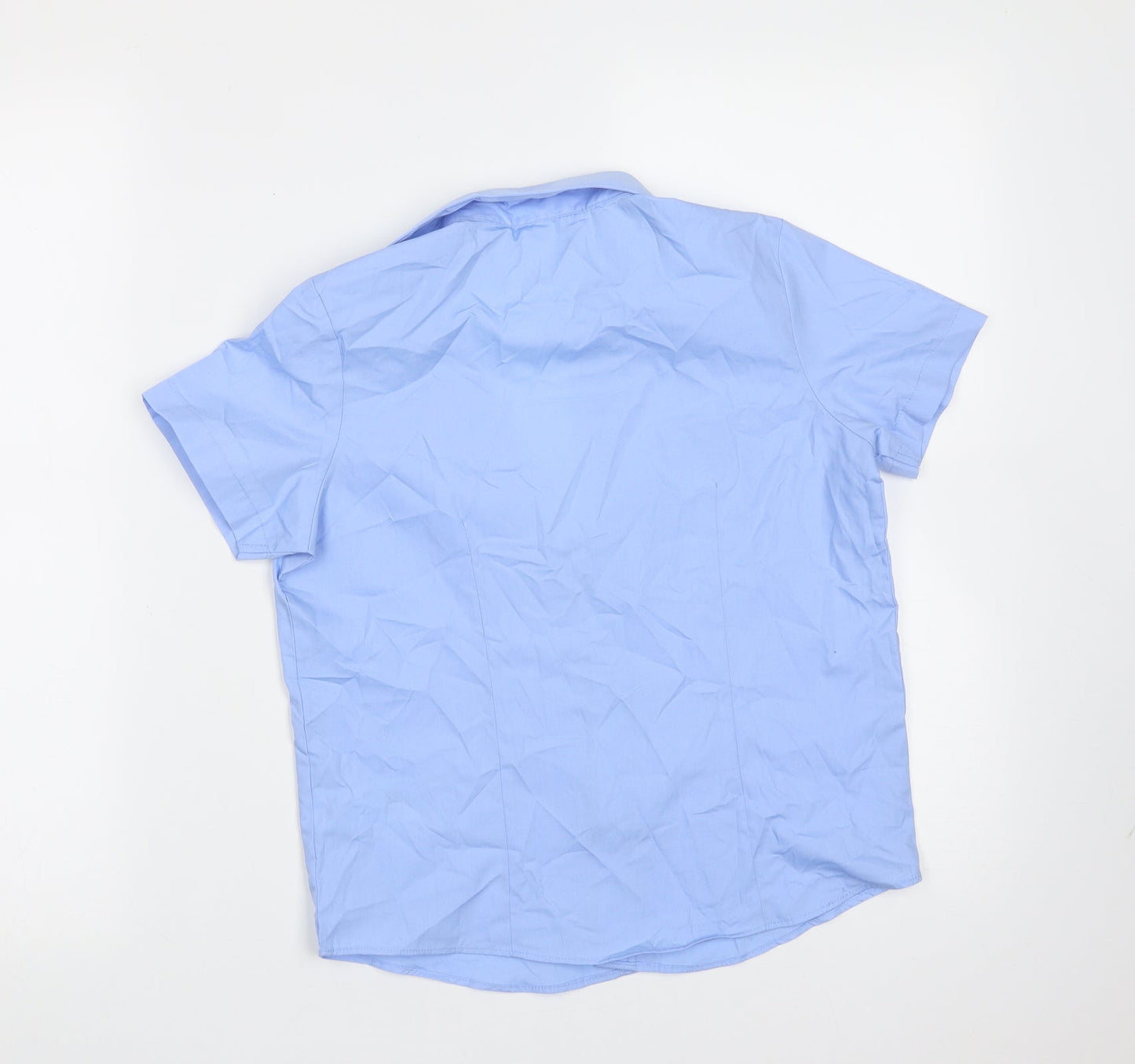 George Boys Blue  Polyester Basic Button-Up Size 8-9 Years Collared Button