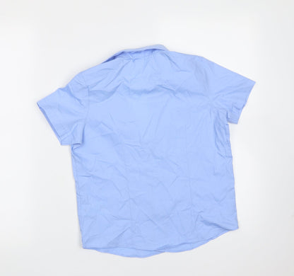 George Boys Blue  Polyester Basic Button-Up Size 8-9 Years Collared Button