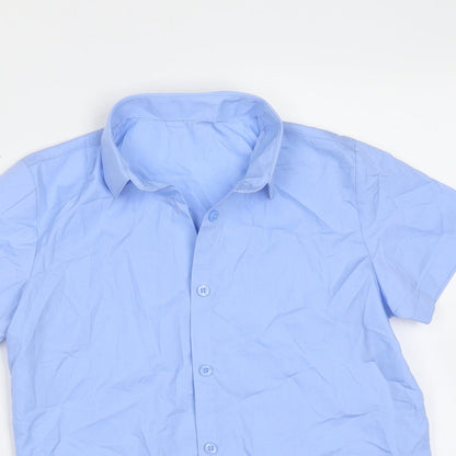 George Boys Blue  Polyester Basic Button-Up Size 8-9 Years Collared Button