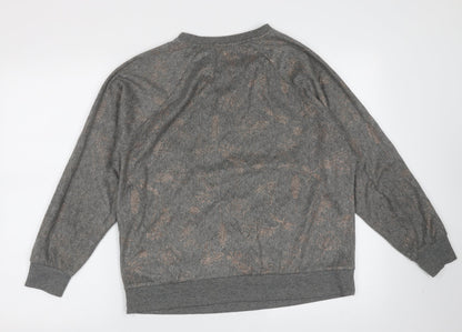 F&F Womens Grey Round Neck Floral Polyester Pullover Jumper Size M