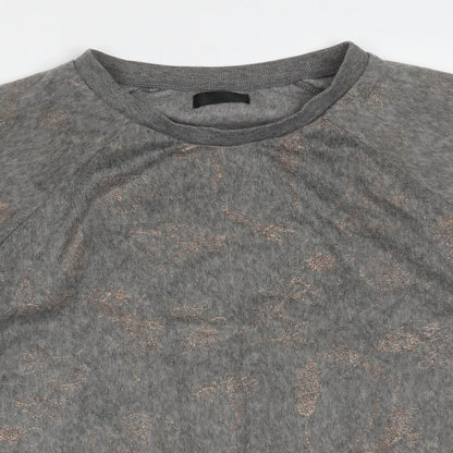 F&F Womens Grey Round Neck Floral Polyester Pullover Jumper Size M