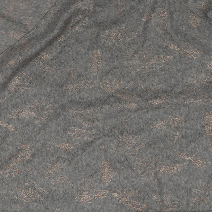 F&F Womens Grey Round Neck Floral Polyester Pullover Jumper Size M