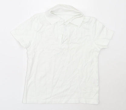 Additional front view of George boys’ white cotton basic polo, size 3-4, years collared