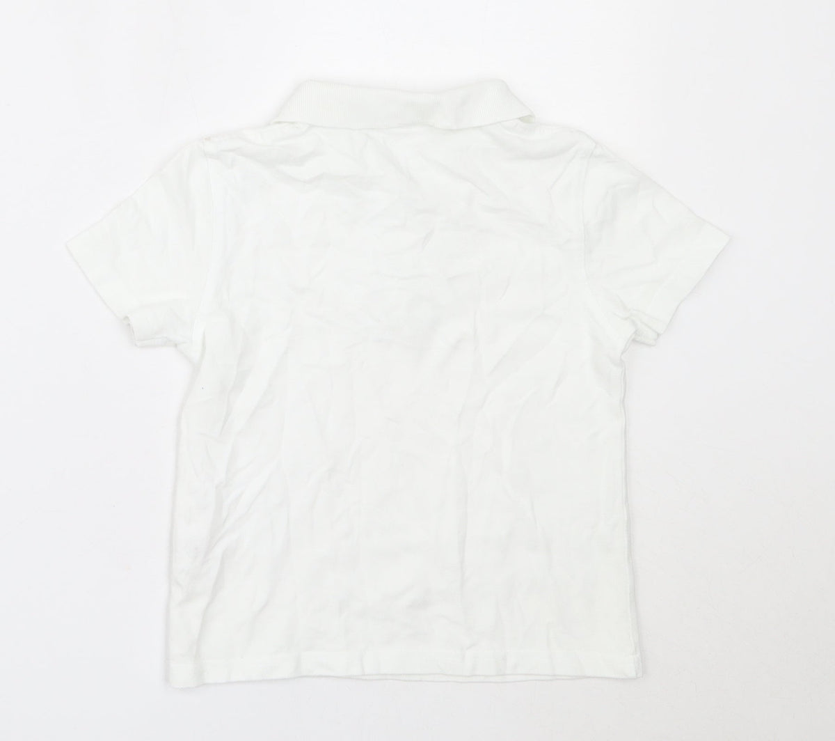 Back view of George boys’ white cotton basic polo, size 3-4, years collared
