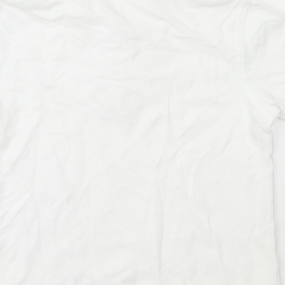 Brand and care label for George boys’ white cotton basic polo, size 3-4, years collared