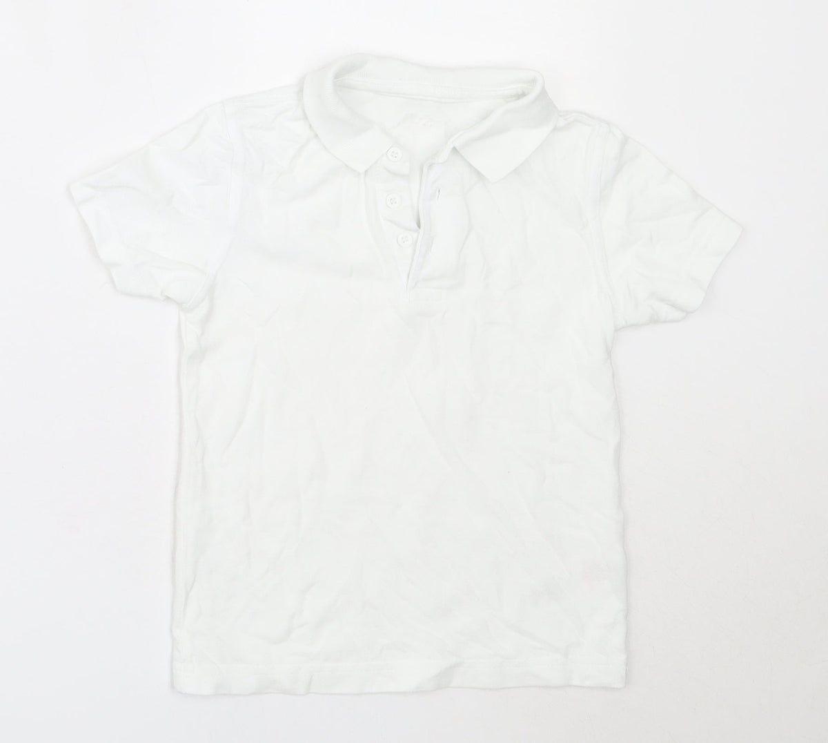 Additional front view of George boys’ white cotton basic button-up, size 4-5, years collared