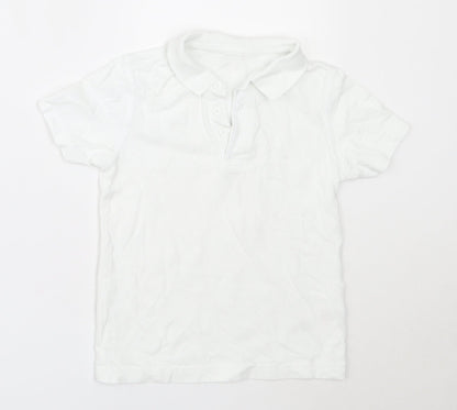 Additional front view of George boys’ white cotton basic button-up, size 4-5, years collared