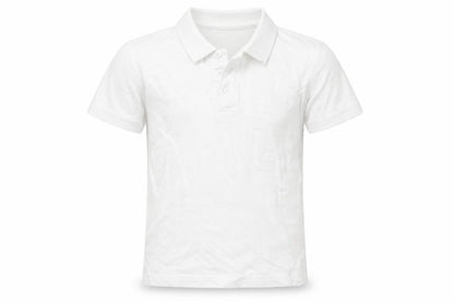 Front view of George boys’ white cotton basic button-up, size 4-5, years collared