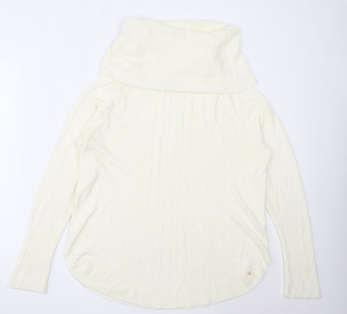 Additional front view of Mozaic women’s ivory roll neck acrylic jumper, size L