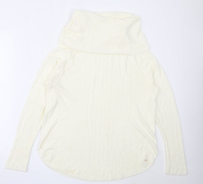 Additional front view of Mozaic women’s ivory roll neck acrylic jumper, size L