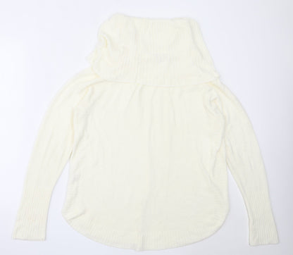 Back view of Mozaic women’s ivory roll neck acrylic jumper, size L