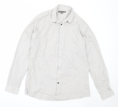 Mens UK Size 16 Cedar Wood State Ivory  Button-Up Long Sleeve Casual Shirt