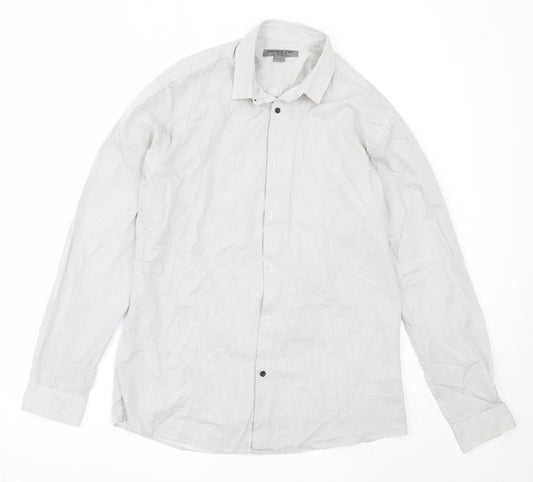 Mens UK Size 16 Cedar Wood State Ivory  Button-Up Long Sleeve Casual Shirt