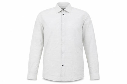 Front view of Cedarwood State men’s ivory cotton button-up, size 16, collared
