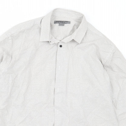Mens UK Size 16 Cedar Wood State Ivory  Button-Up Long Sleeve Casual Shirt