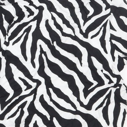 Miss Evie Girls Black Animal Print Viscose Basic Button-Up Size 10-11 Years Collared
