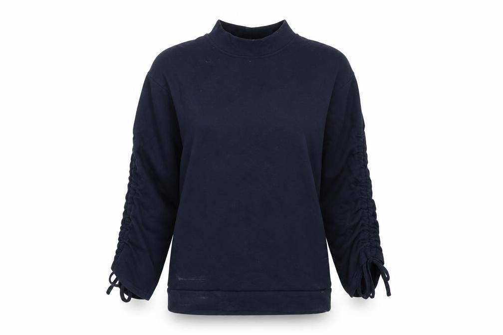 Front view of Vera Moda women’s blue polyester pullover sweatshirt, size S