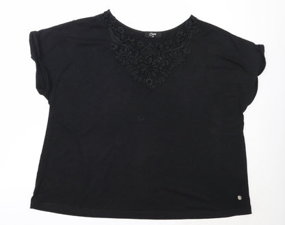 Womens UK Size 20 Emreco Black Basic T-Shirt