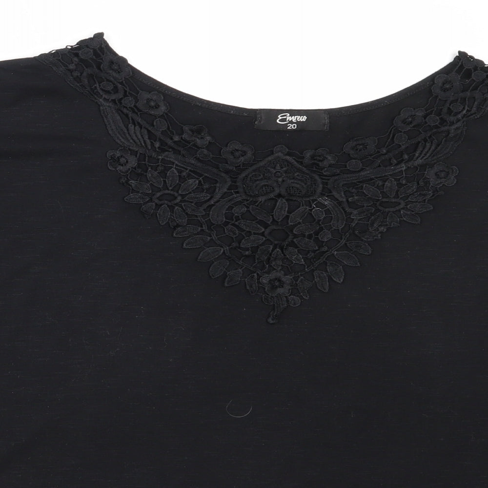 Womens UK Size 20 Emreco Black Basic T-Shirt